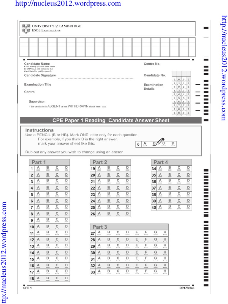 CPE Answer Sheets