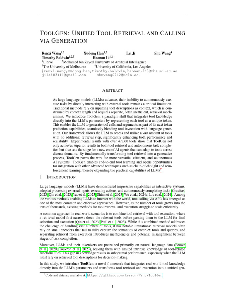 ToolGen: Unified Tool Retrieval Framework | PDF | Cognitive Science ...