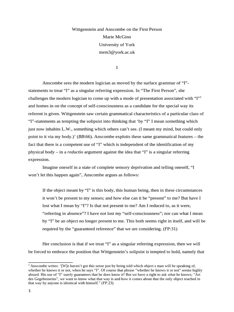 Anscombe and Wittgenstein on 