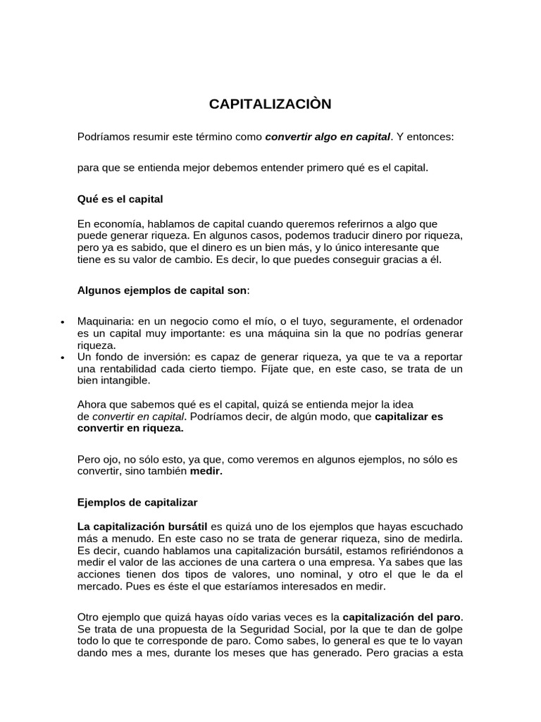 Capitalización y Costo de Capital Explicados | PDF | Dividendo ...