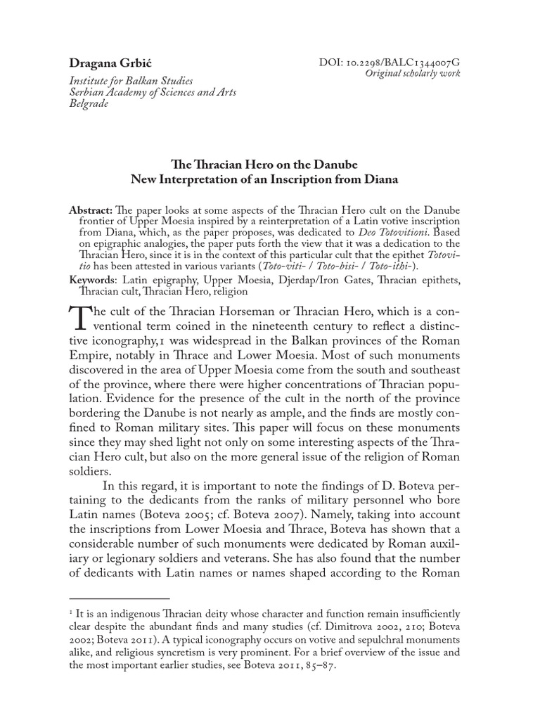 The Thracian Hero on the Danube New Inte | PDF