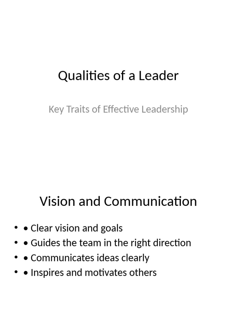 Qualities of a Leader | PDF