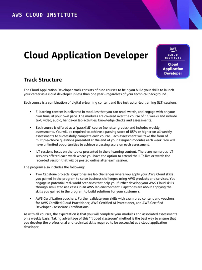 Cloud Application Developer Track Overview | PDF | Amazon Web Services ...