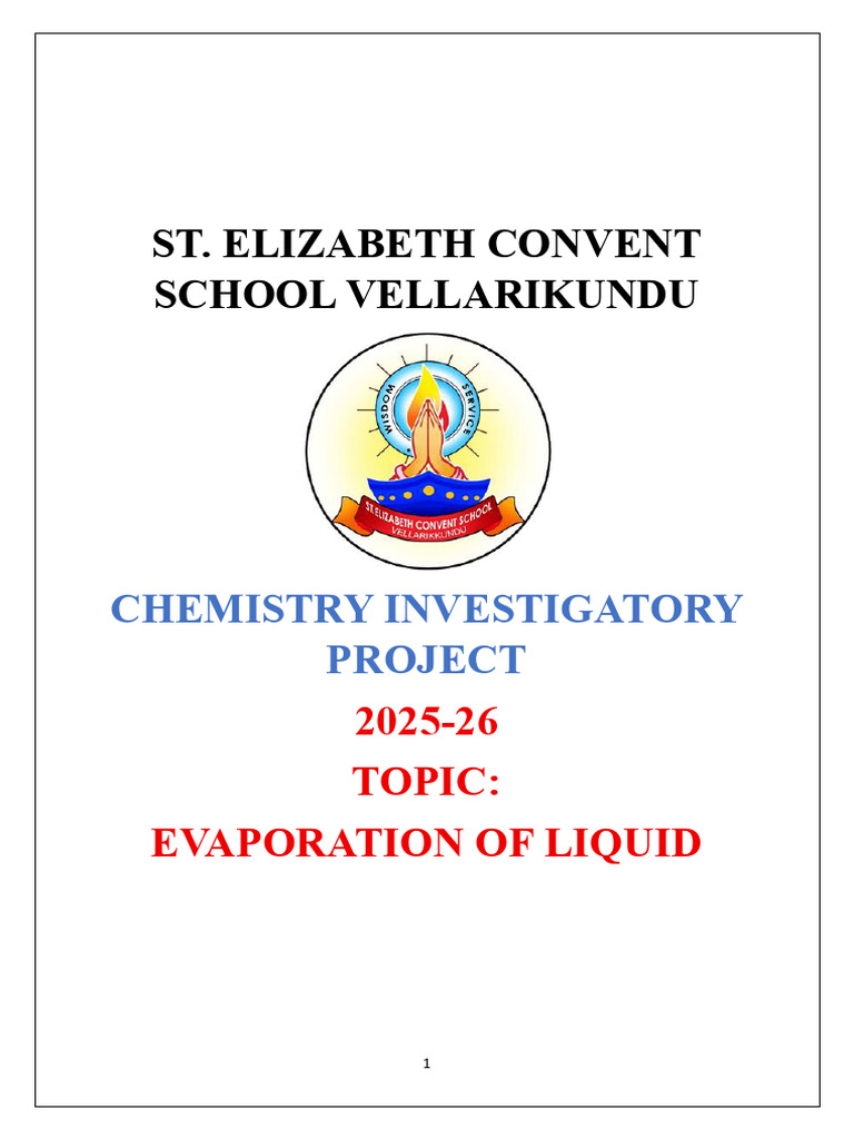 Chemistry Project on Liquid Evaporation | PDF | Evaporation | Liquids