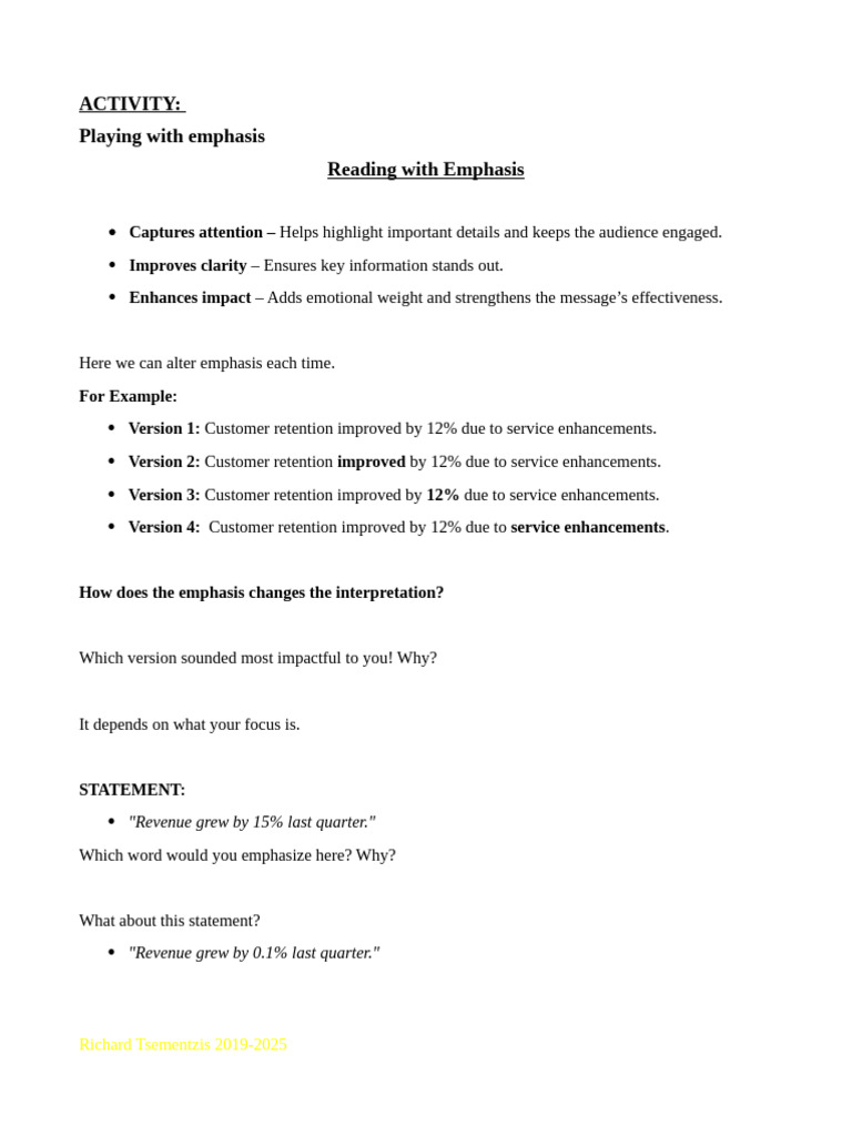 emphasis working | PDF | Truth | Business