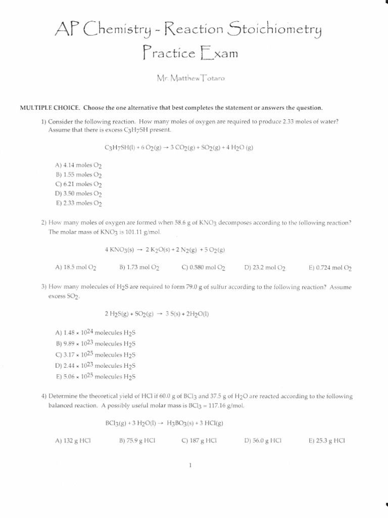 AP Chemistry | PDF | Mole (Unit) | Chemical Reactions