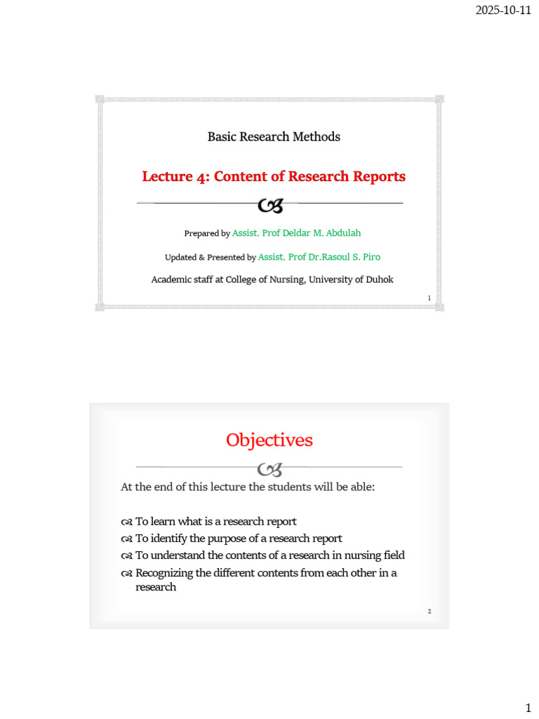 Lecture 4 Contents of a Research 83f8520d551bc91f4a94ecff2b51c988 | PDF ...