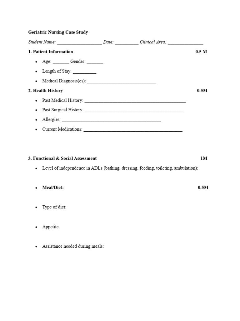 Geriatric Nursing Case Study Template | PDF | Medical Specialties ...