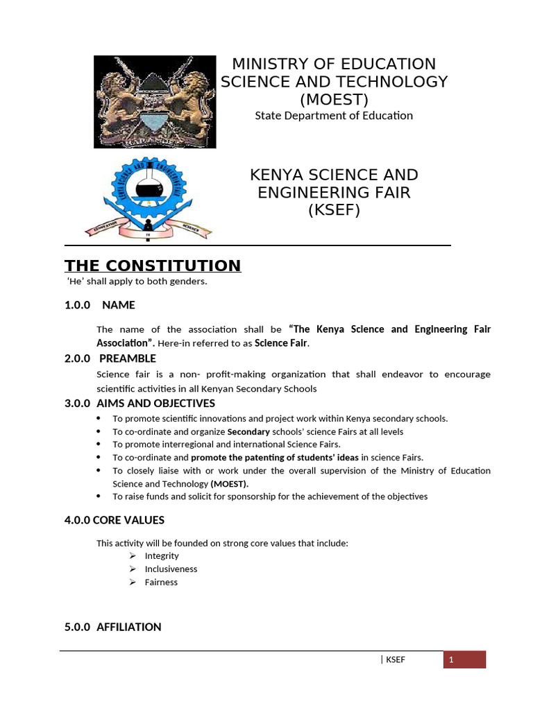 Kenya Science and Engineering Fair Overview | PDF | Committee | Quorum