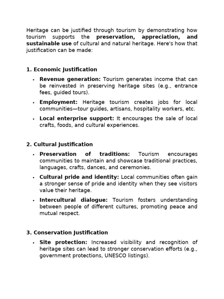Justifying Heritage Through Tourism | PDF | Tourism | Cultural Heritage