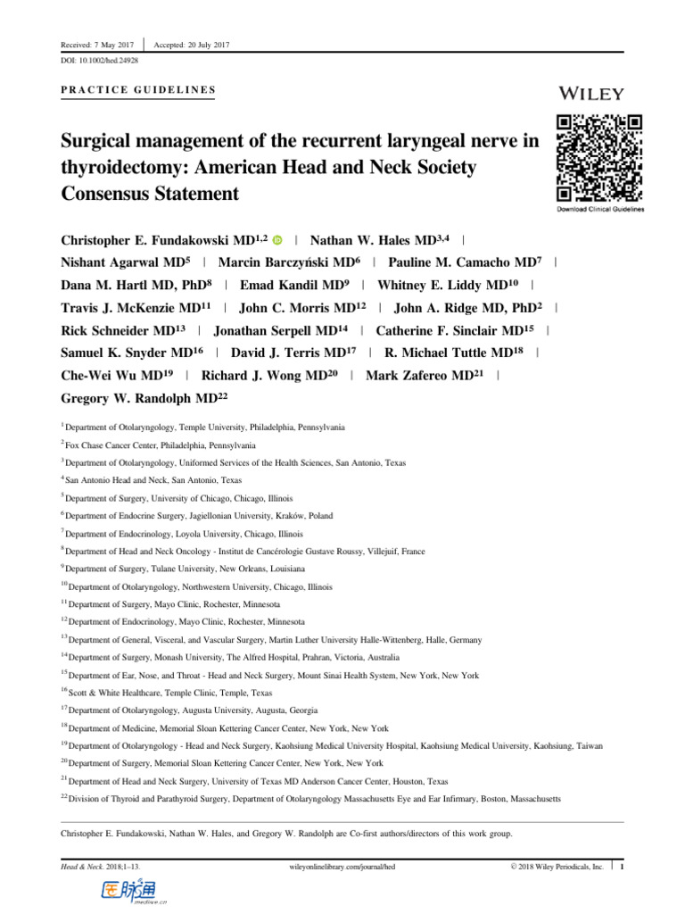 RLN Management in Thyroidectomy Guidelines | PDF | Thyroid ...