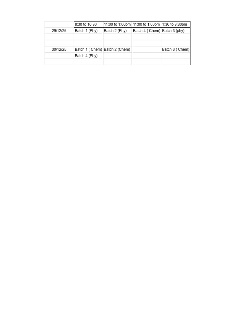 Exam Schedule for Physics and Chemistry | PDF