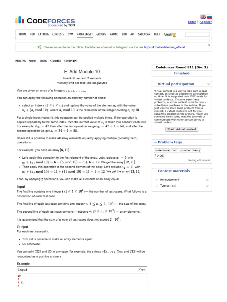 Equalizing Array Elements with Modulo | PDF | Computer Science | Computing
