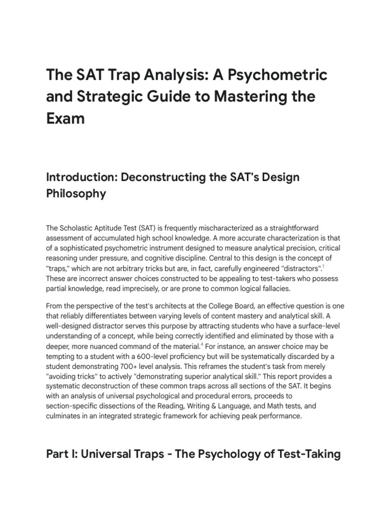 SAT Common Traps and Avoidance Strategies | PDF | Sat | Grammatical Number