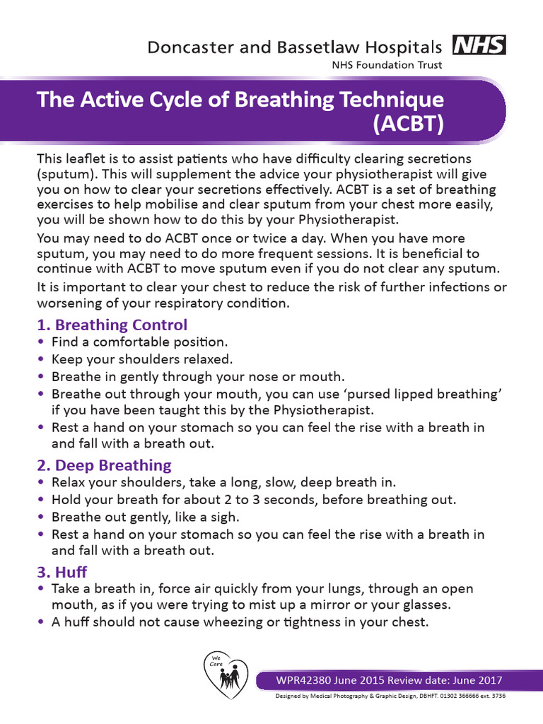 ACBT Guide for Clearing Sputum | PDF | Breathing | Respiratory System