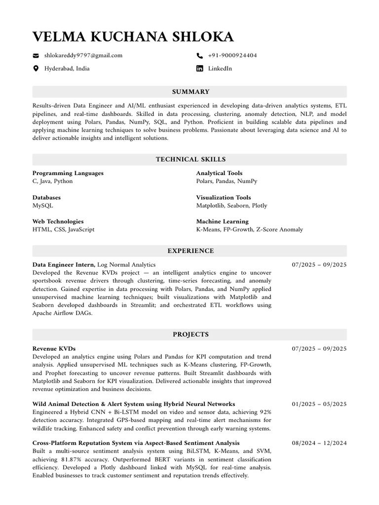 Data Engineer & AI/ML Specialist Profile | PDF | Machine Learning ...
