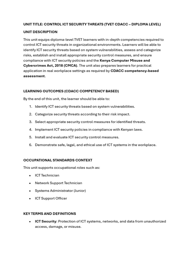 Control ICT Security Threats in Kenya | PDF | Security | Computer Security