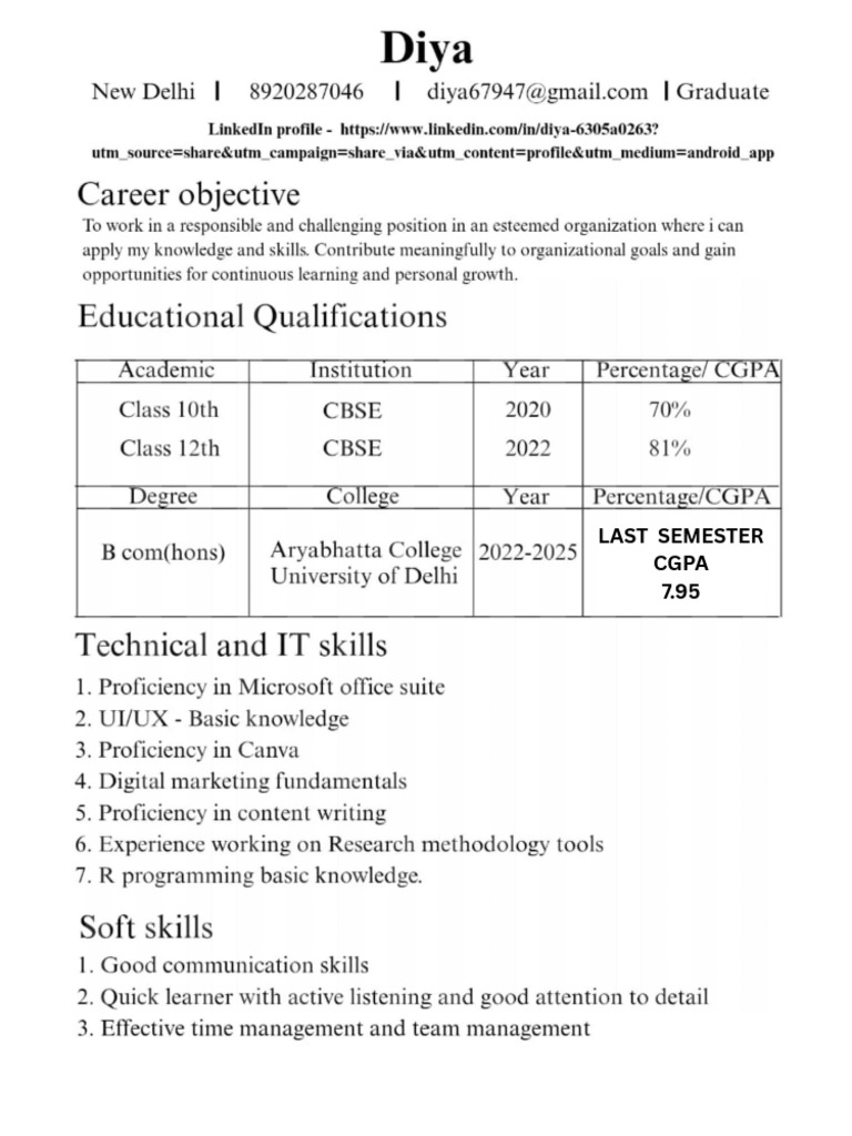Last Semester Cgpa 7.95 | PDF