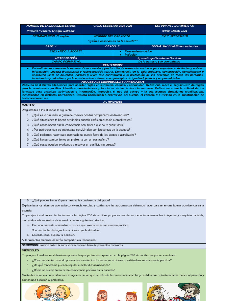 Proyecto sobre Convivencia Escolar 2025-2026 | PDF | Escuelas | Aprendizaje