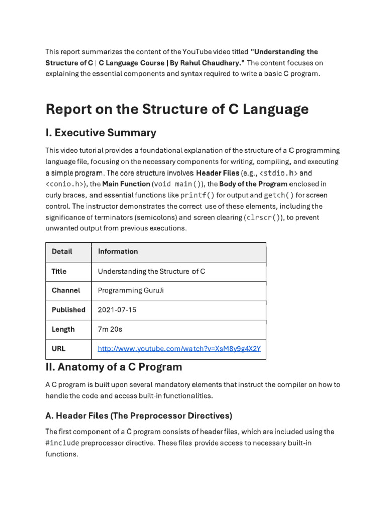 Structure of C | PDF
