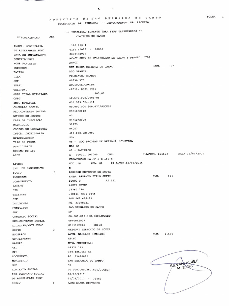 Inscrição Municipal | PDF