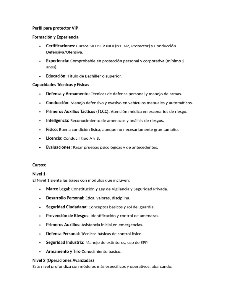 Perfil Para Protector VIP | PDF | Valores | Planificación