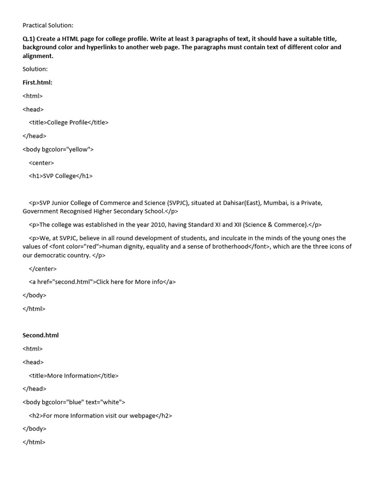 HTML College Profile and C++ Programs | PDF | Hyperlink | Computing
