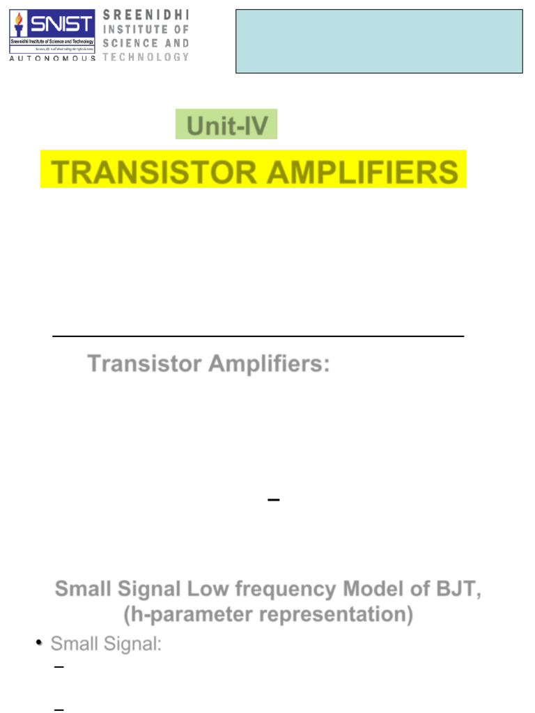 Transistor Amplifiers and h-Parameters | PDF | Bipolar Junction ...