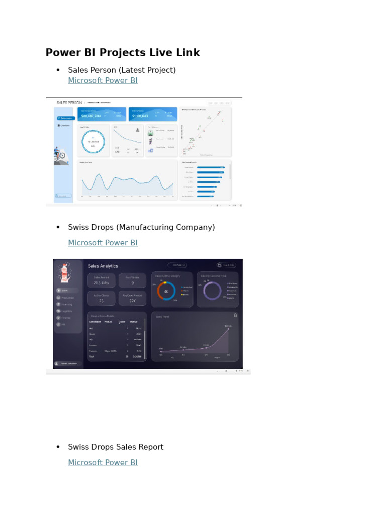 Power BI Projects Links & Files | PDF