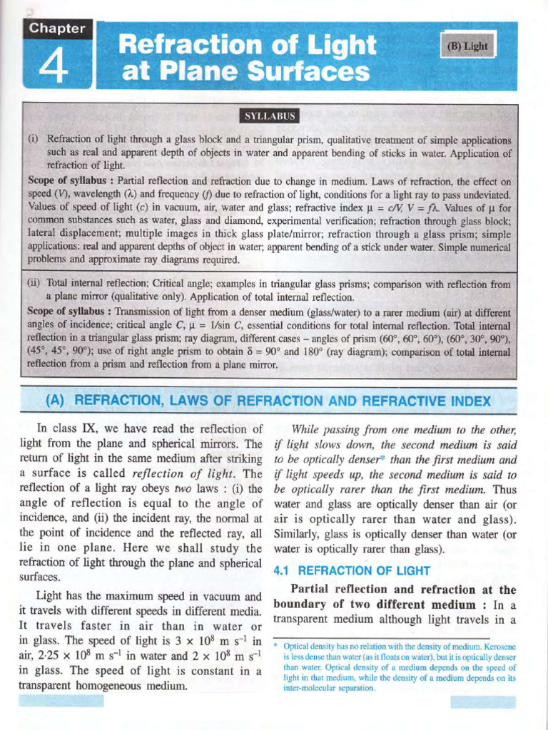 Light Refraction and Total Internal Reflection | PDF | Refraction ...
