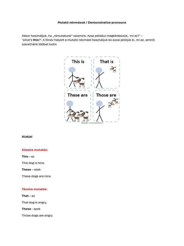 Mutató Névmások | PDF