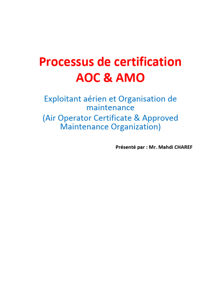 Certification AOC et AMO : Guide complet | PDF | Aviation