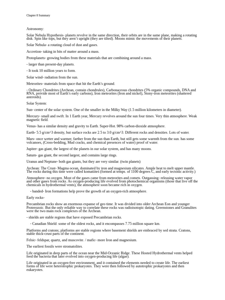 Chapter 8 Summary | PDF | Solar System | Planets