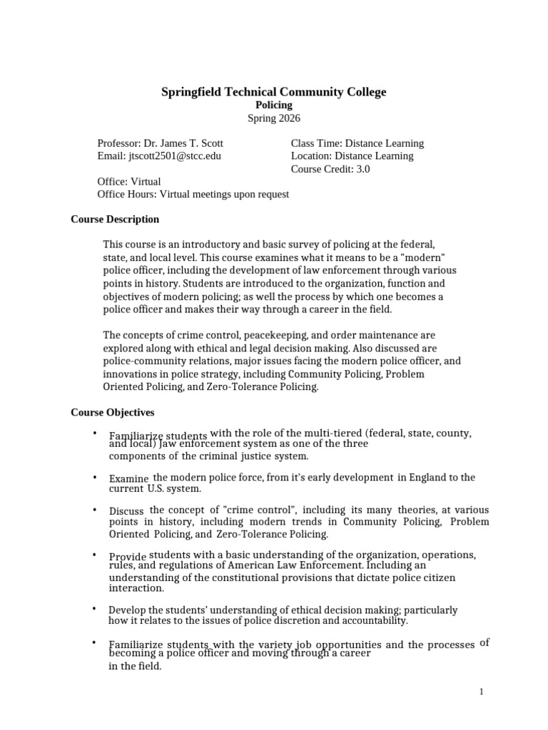Introduction to Policing Course Overview | PDF | Police | Community ...