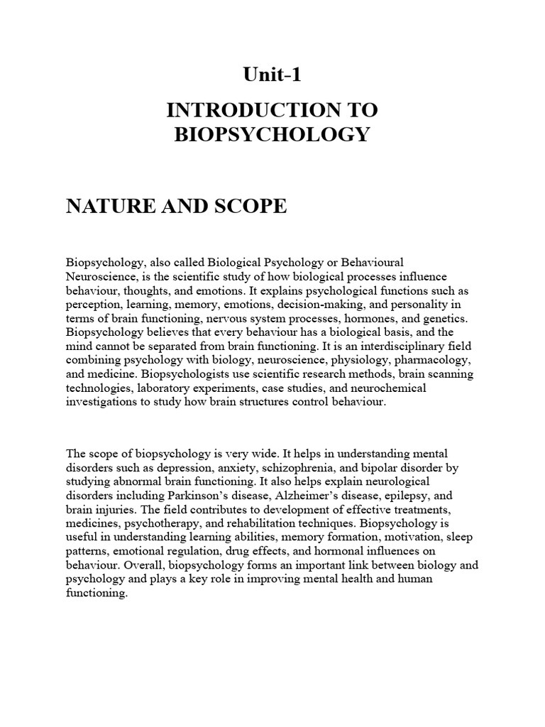 Unit 2 BIO PSYCHOLOGY | PDF | Behavioral Neuroscience ...