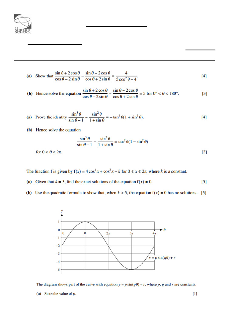 Class Test Trig as (1) | PDF