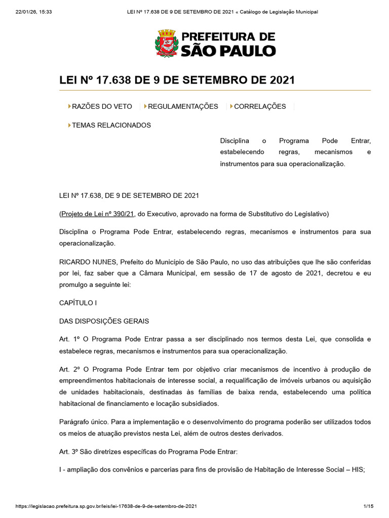 Programa Pode Entrar: Lei 17.638/2021 | PDF | Cooperativa | Crédito