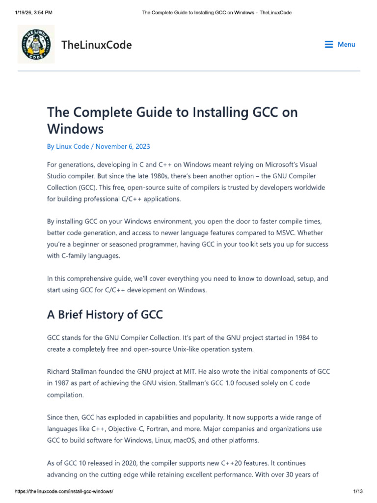 Install GCC in WINDOWS MinGW Thelinuxcode | PDF
