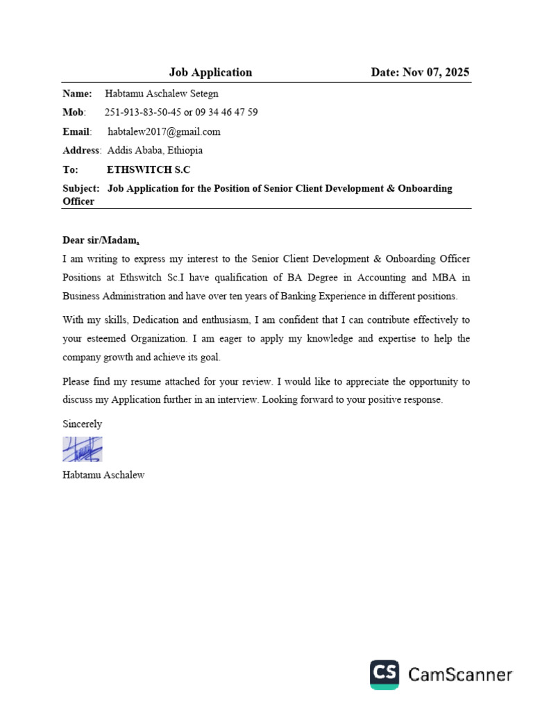 Senior Client Development Officer Application | PDF | Master Of ...