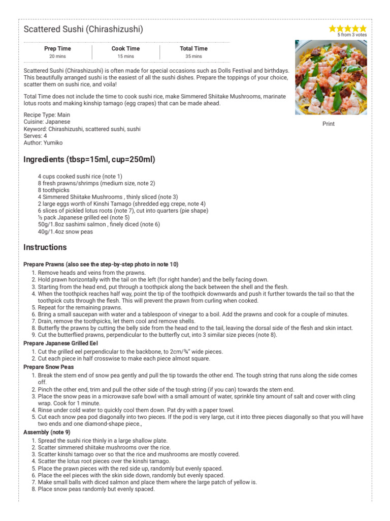 Easy Chirashizushi Recipe Guide | PDF | Sushi | Foods