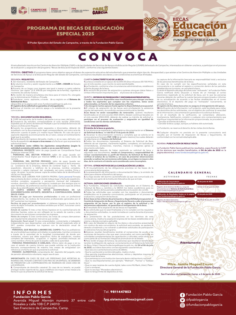 Becas Educación Especial Campeche 2025 | PDF | Beca | Educación especial