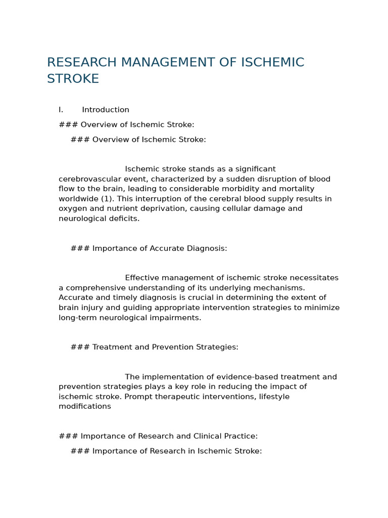 Ischemic Stroke Management Research Insights | PDF | Stroke | Ischemia