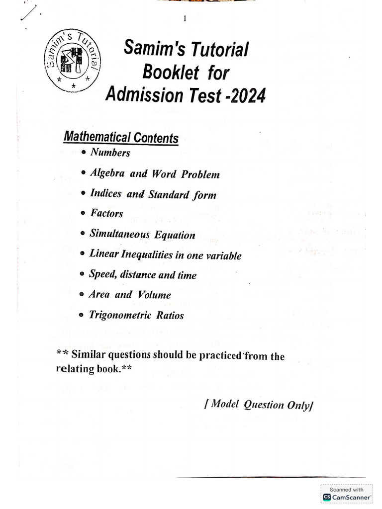 Samim’s Tutorial Booklet-1 | PDF