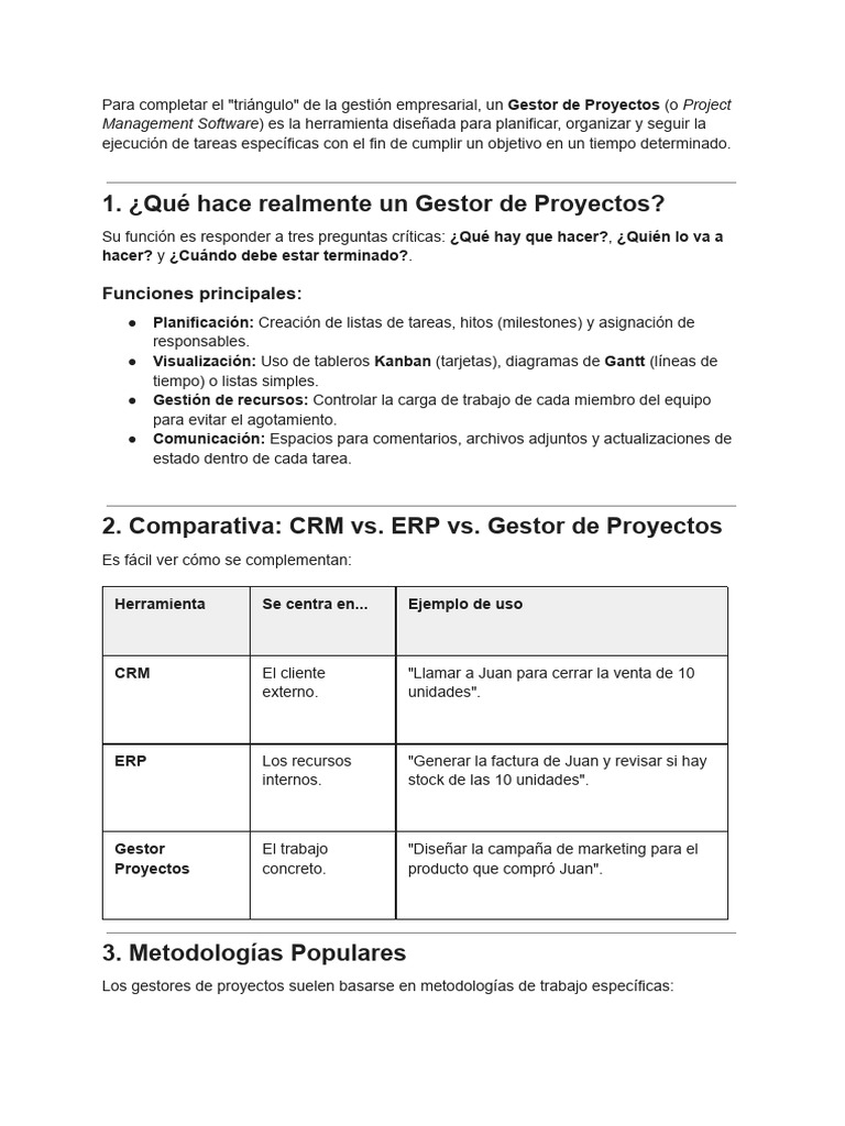 Gestor de Proyectos | PDF | Software | Planificación de recursos ...