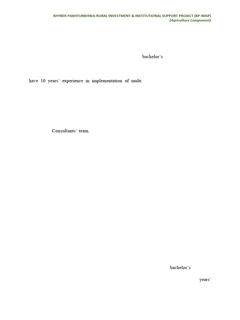 TOR of PSIS Consultant 26-01-2024 Final WB | PDF | Project Management ...