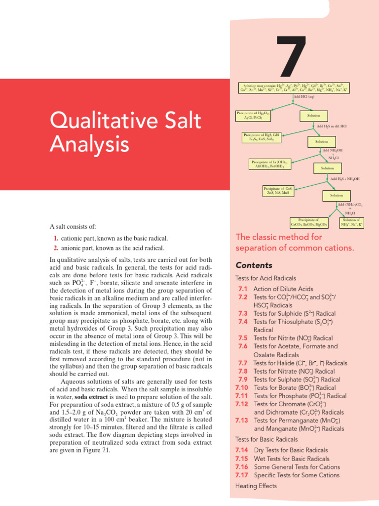 Qualitative Analysis of Salts Methods | PDF | Carbonate | Sodium Carbonate