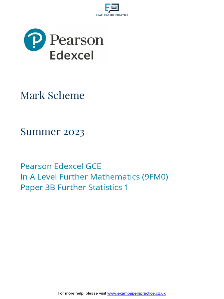 Edexcel A Level Further Maths Mark Scheme | PDF | Mathematics