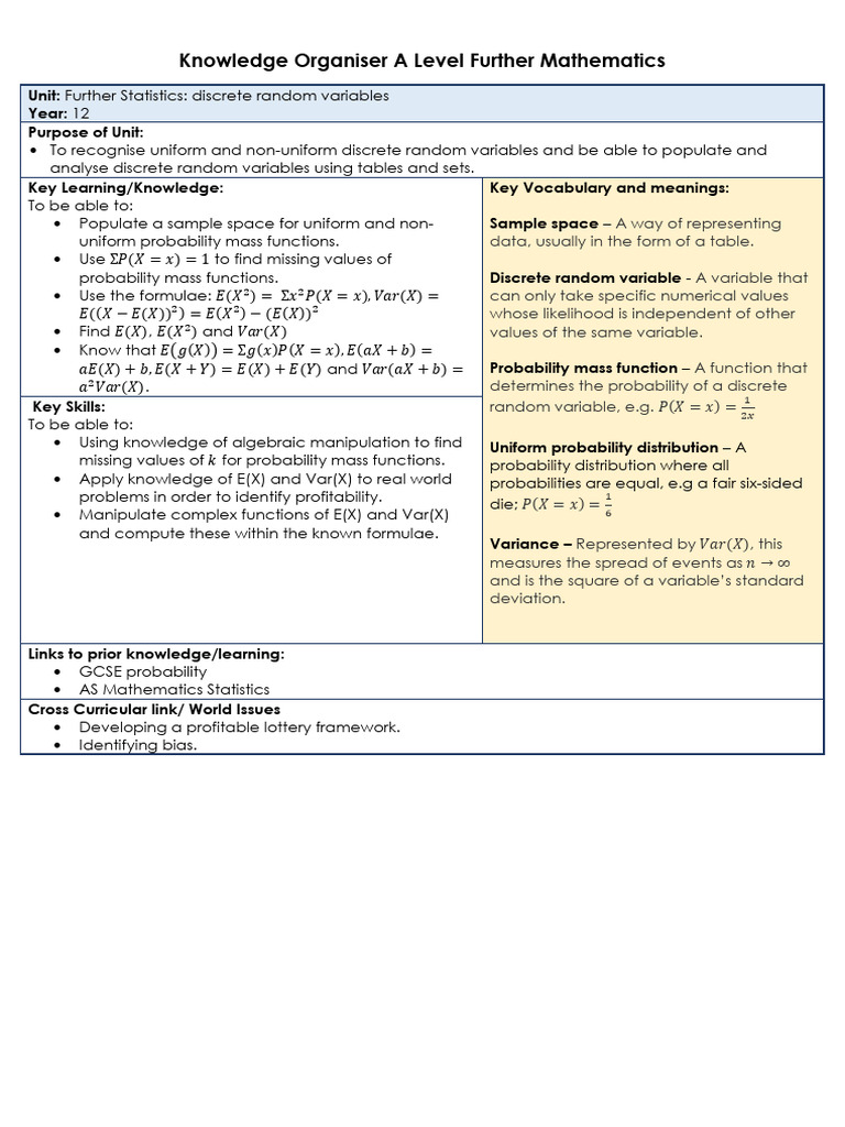 A Level Further Mathematics: Statistics & Complex Numbers | PDF ...