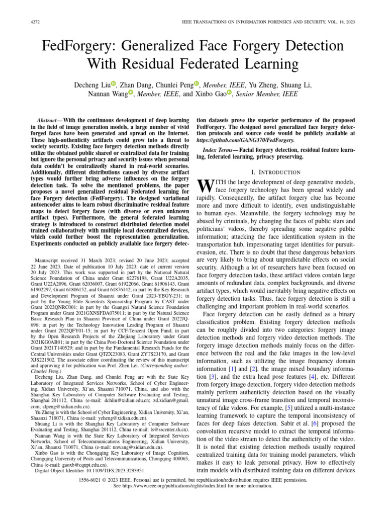 Face Forgery Detection via Federated Learning | PDF | Machine Learning ...