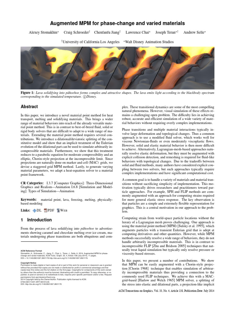 Augmented MPM for Phase-Change Materials | PDF | Stress (Mechanics) | Heat